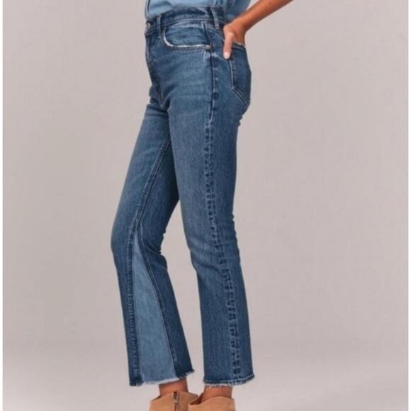 Abercrombie & Fitch The Kick Flare Ultra High Rise Jeans Size 25 0L Two Tone - Picture 1 of 11